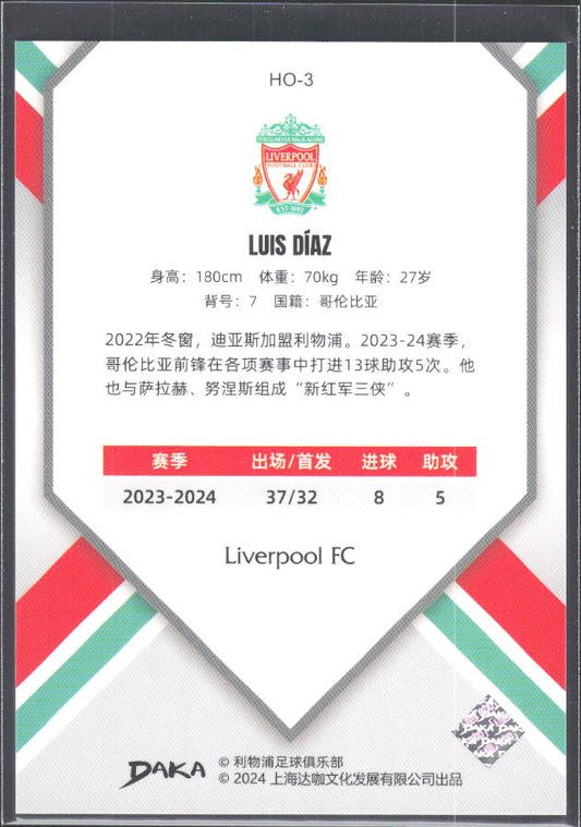 2024 DAKA Holocene Liverpool #HO-3 Luis Díaz – baksida