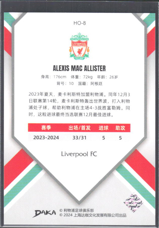 2024 DAKA Holocene Liverpool #HO-8 Alexis Mac Allister – baksida