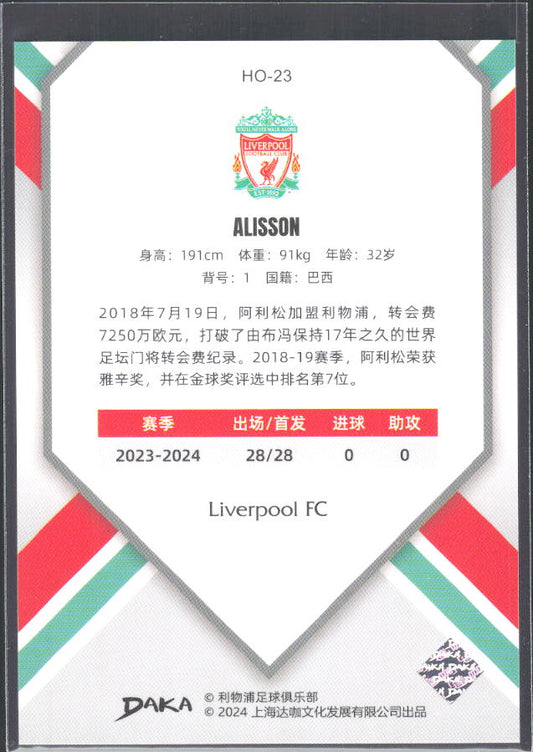 2024 DAKA Holocene Liverpool #HO-23 Alisson – baksida