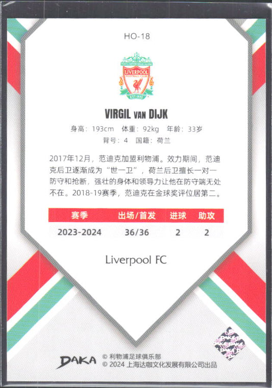 2024 DAKA Holocene Liverpool #HO-18 Virgil van Dijk – baksida