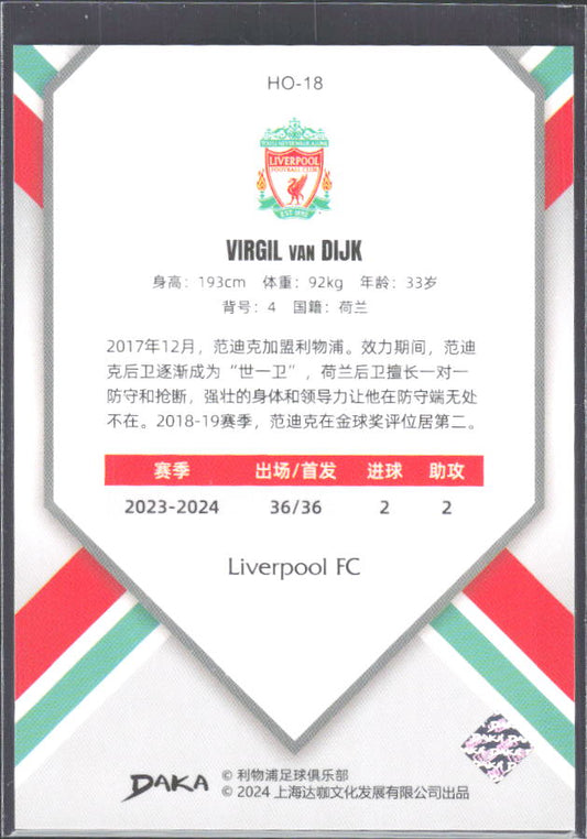 2024 DAKA Holocene Liverpool #HO-18 Virgil van Dijk – baksida