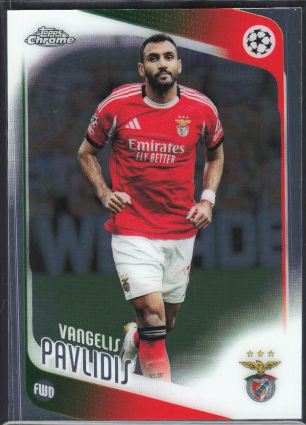 2025-26 Topps Chrome UEFA Club Competitions #34 Vangelis Pavlidis – framsida