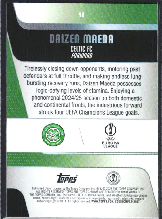 2025-26 Topps Chrome UEFA Club Competitions #98 Daizen Maeda – baksida