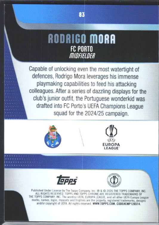 2025-26 Topps Chrome UEFA Club Competitions #83 Rodrigo Mora – baksida