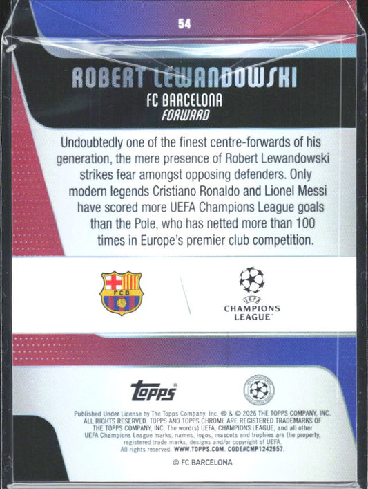 2025-26 Topps Chrome UEFA Club Competitions #54 Robert Lewandowski – baksida