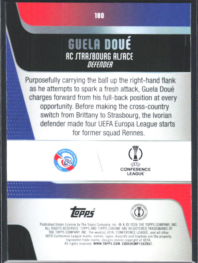 2025-26 Topps Chrome UEFA Club Competitions #180 Guela Doué – baksida