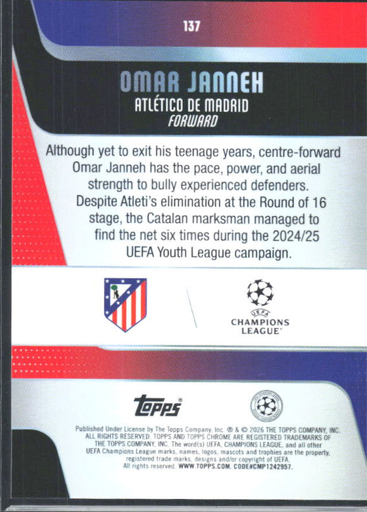2025-26 Topps Chrome UEFA Club Competitions #137 Omar Janneh – baksida