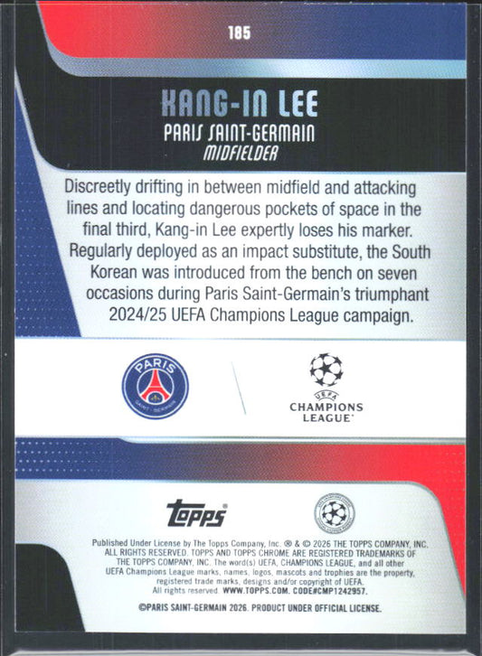 2025-26 Topps Chrome UEFA Club Competitions #185 Kang-in Lee – baksida