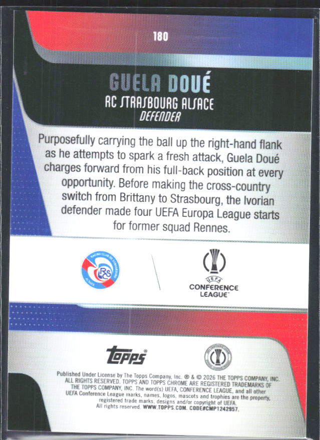 2025-26 Topps Chrome UEFA Club Competitions #180 Guela Doué – baksida