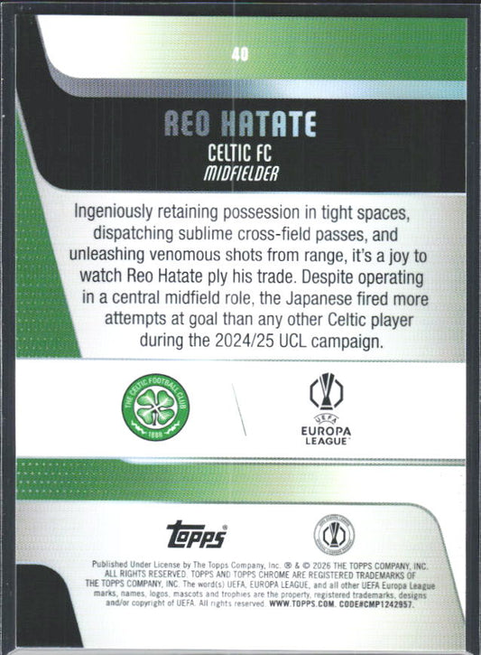 2025-26 Topps Chrome UEFA Club Competitions #40 Reo Hatate – baksida