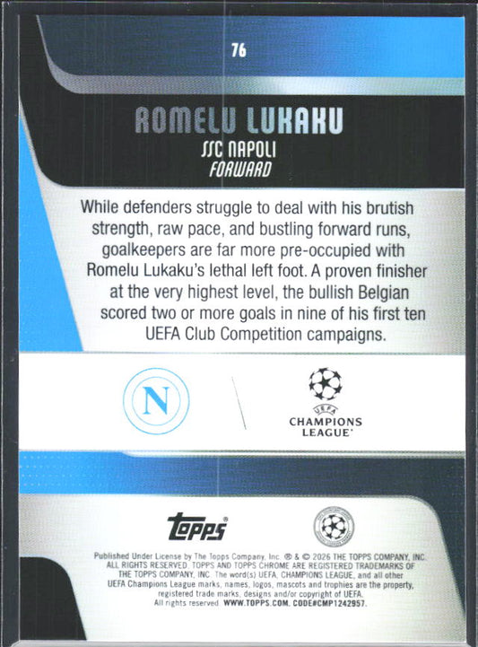 2025-26 Topps Chrome UEFA Club Competitions #76 Romelu Lukaku – baksida