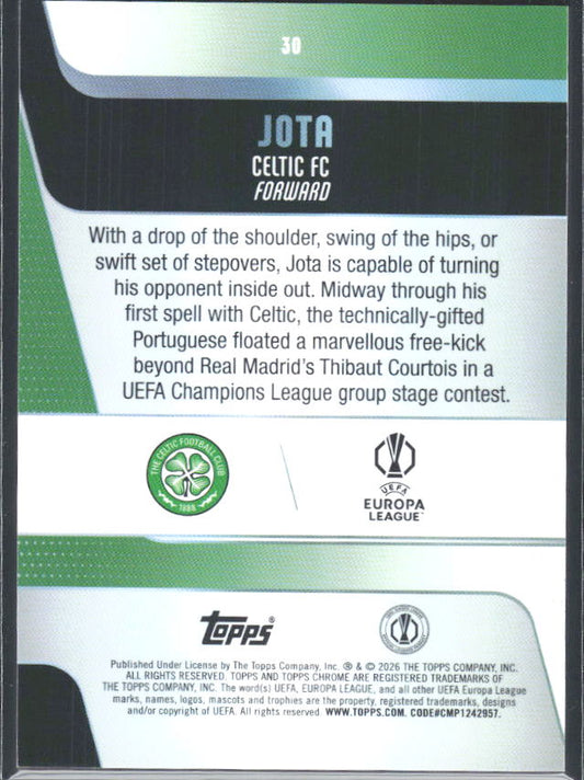 2025-26 Topps Chrome UEFA Club Competitions #30 Jota – baksida