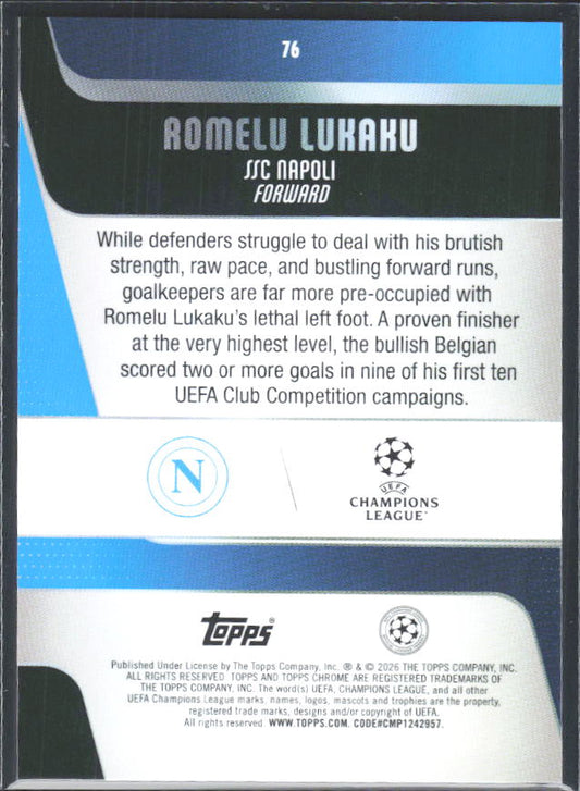 2025-26 Topps Chrome UEFA Club Competitions #76 Romelu Lukaku – baksida