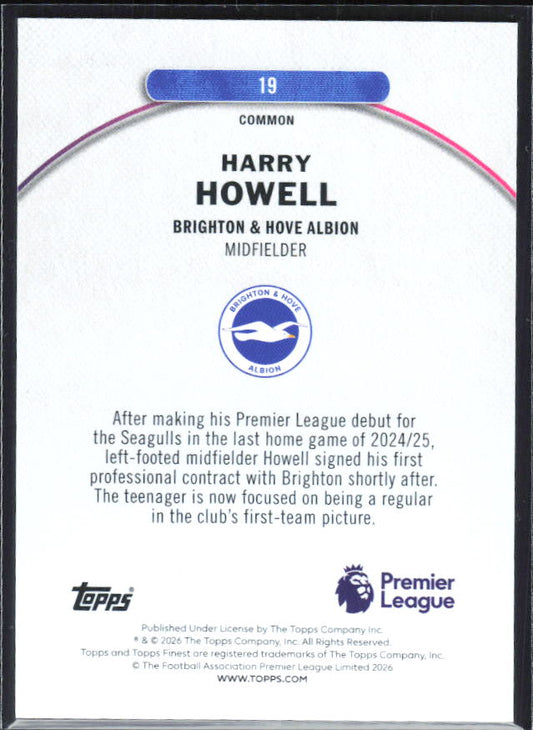 2025-26 Topps Finest Premier League #19 Harry Howell – baksida
