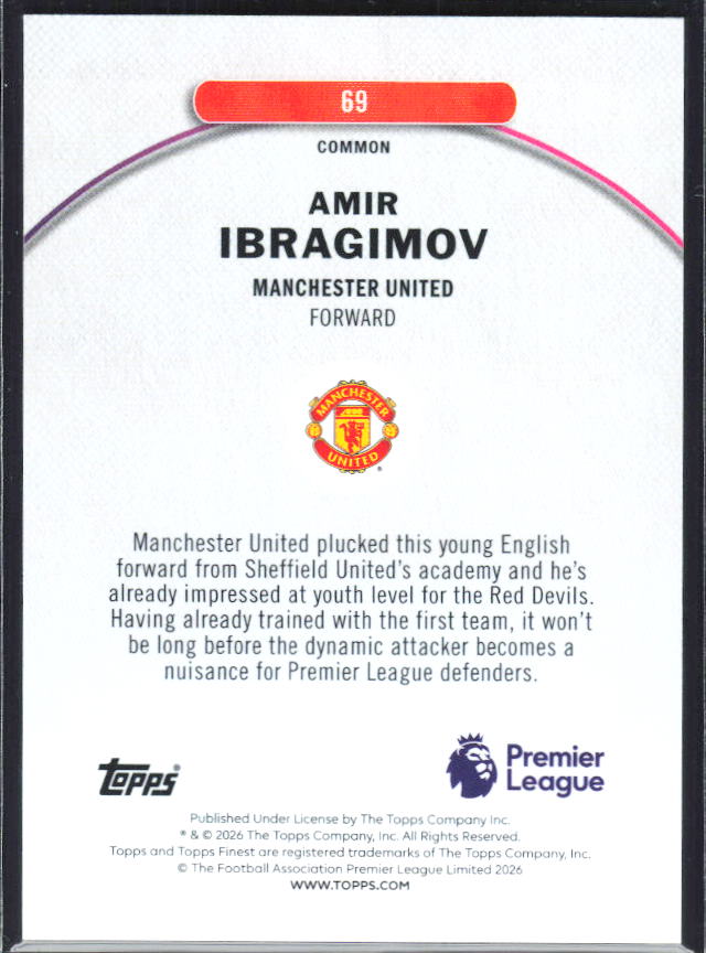 2025-26 Topps Finest Premier League #69 Amir Ibragimov – baksida