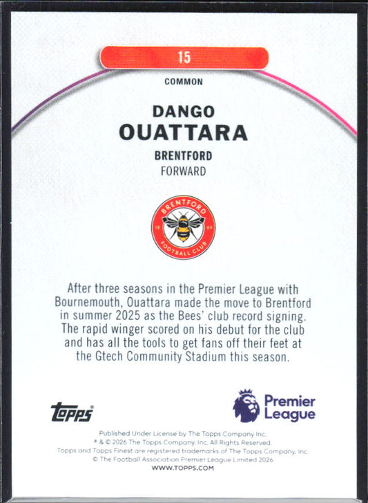 2025-26 Topps Finest Premier League #15 Dango Ouattara – baksida