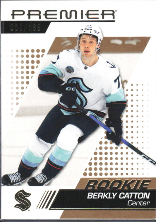 2025-26 Upper Deck Premier Berkly Catton #143 Rookie Gold 051/199 – framsida