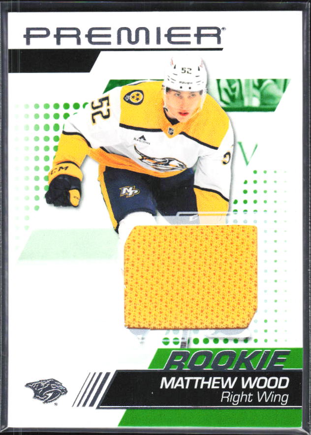 2025-26 Upper Deck Premier Matthew Wood #112 Rookie Jersey – framsida