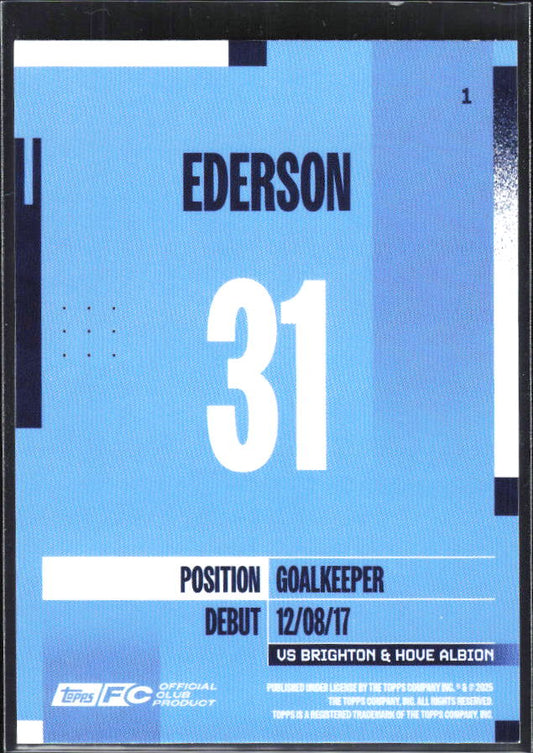 2024-25 Topps Manchester City Team Set #1 Ederson – baksida