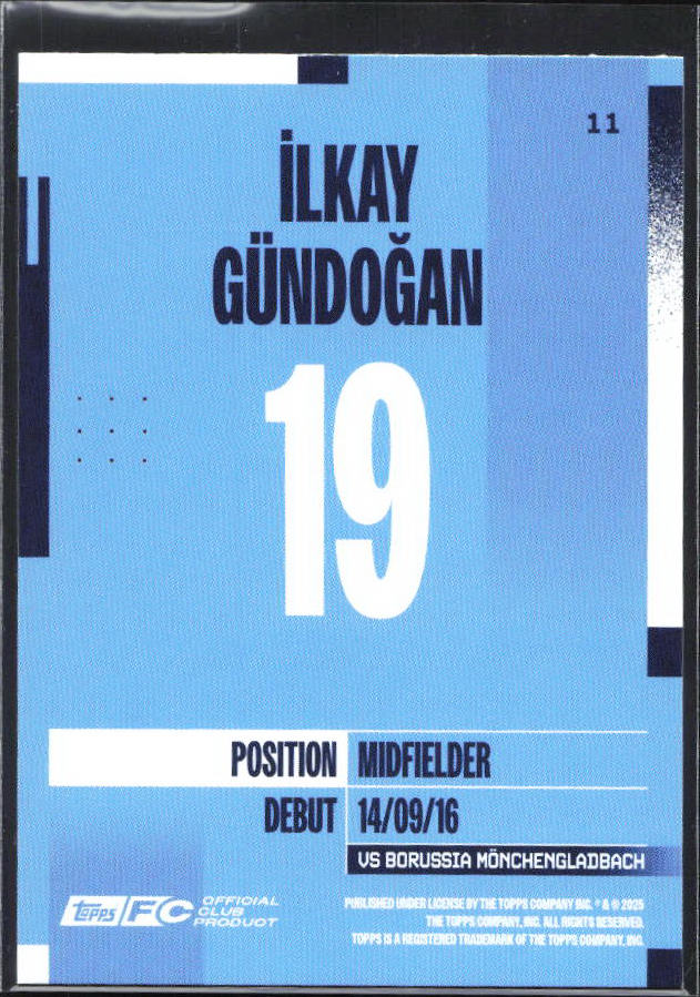 2024-25 Topps Manchester City Team Set #11 İlkay Gündoğan – baksida