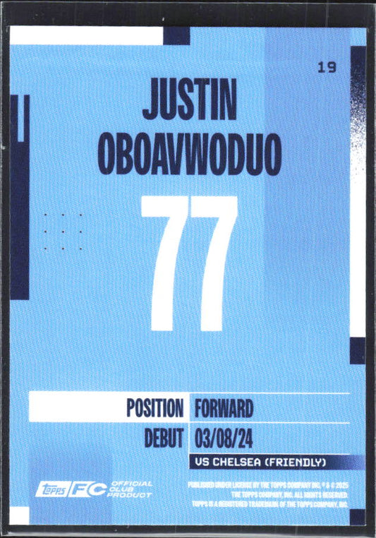 2024-25 Topps Manchester City Team Set #19 Justin Oboavwoduo – baksida
