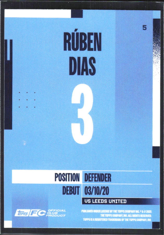 2024-25 Topps Manchester City Team Set #5 Rúben Dias – baksida