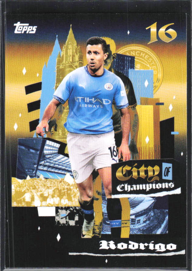 2024-25 Topps Manchester City Team Set #39 Rodrigo City of Champions – framsida