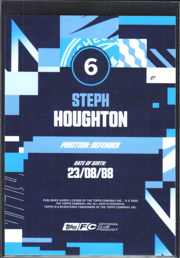 2024-25 Topps Manchester City Team Set #27 Steph Houghton – baksida