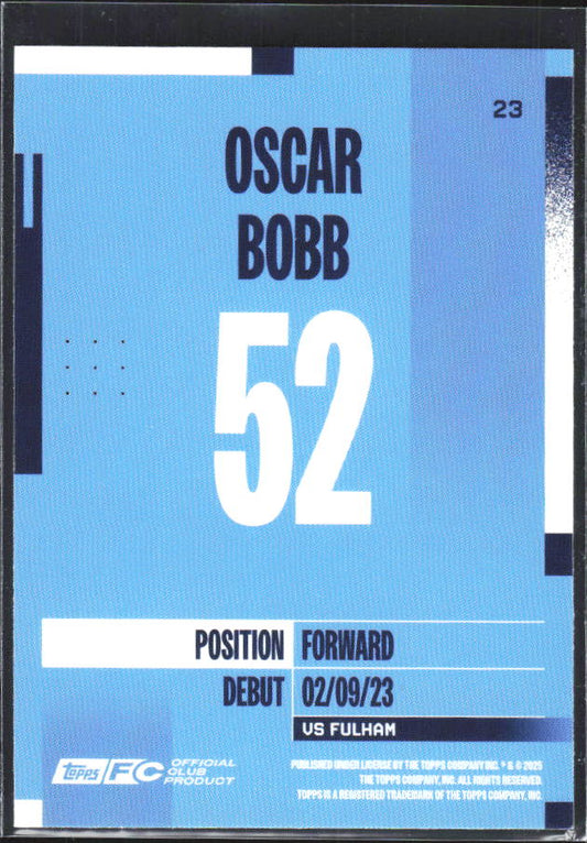 2024-25 Topps Manchester City Team Set #23 Oscar Bobb – baksida