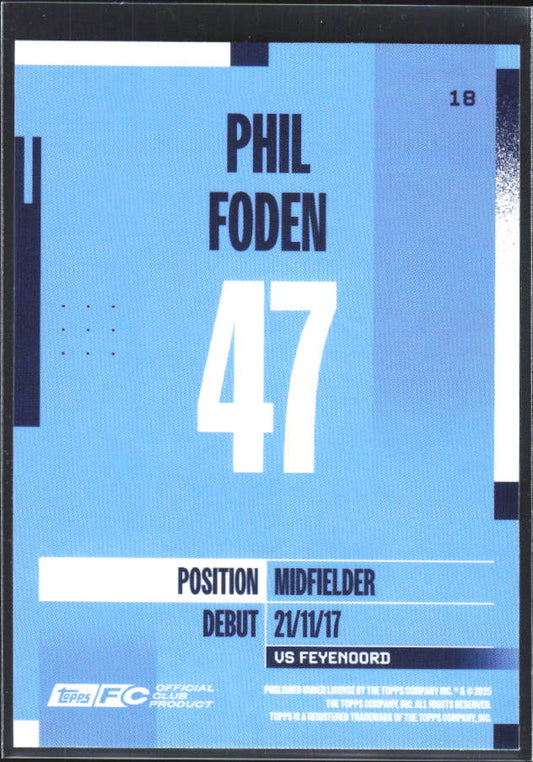 2024-25 Topps Manchester City Team Set #18 Phil Foden – baksida