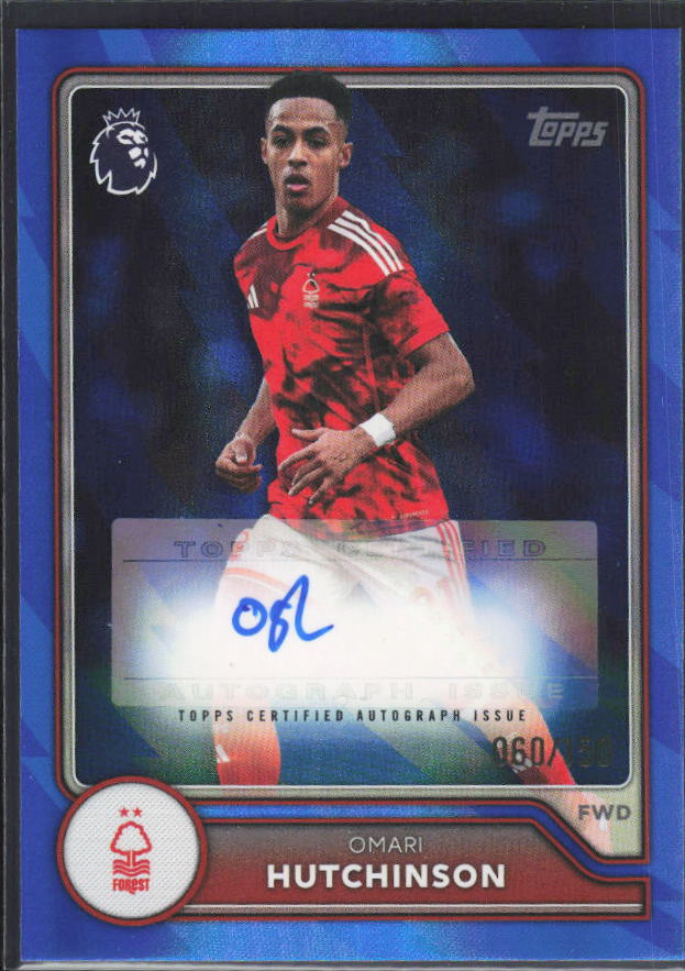 2026-27 Topps Premier League Omari Hutchinson #BA-OH Autograph Blue /150 – framsida