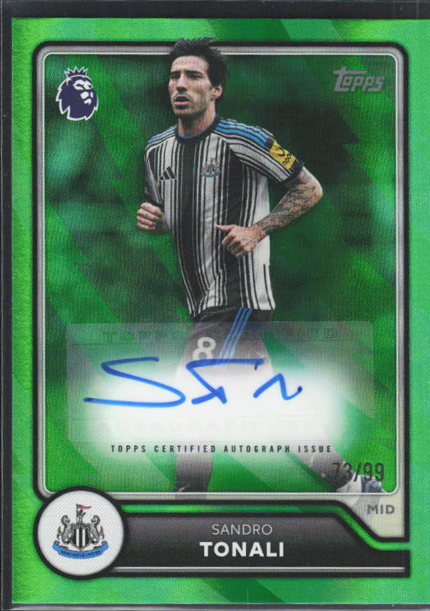 2026-27 Topps Premier League Sandro Tonali #BA-ST Autograph Green /99 – framsida
