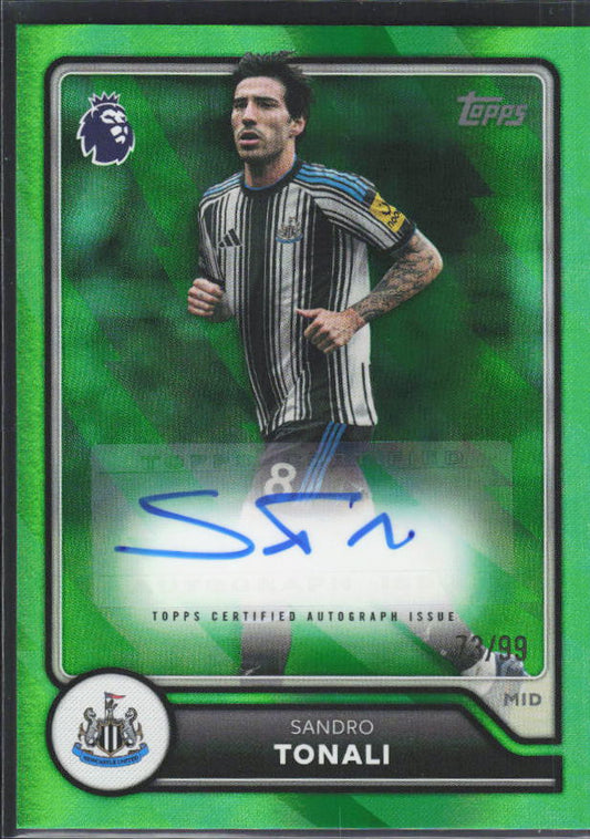 2026-27 Topps Premier League Sandro Tonali #BA-ST Autograph Green /99 – framsida