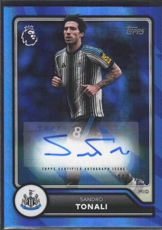 2026-27 Topps Premier League Sandro Tonali #BA-ST Autograph Blue /150 – framsida