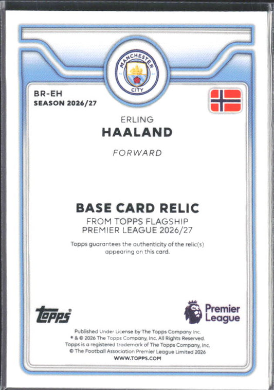 2026-27 Topps Premier League Erling Haaland #BR-EH Relic – baksida