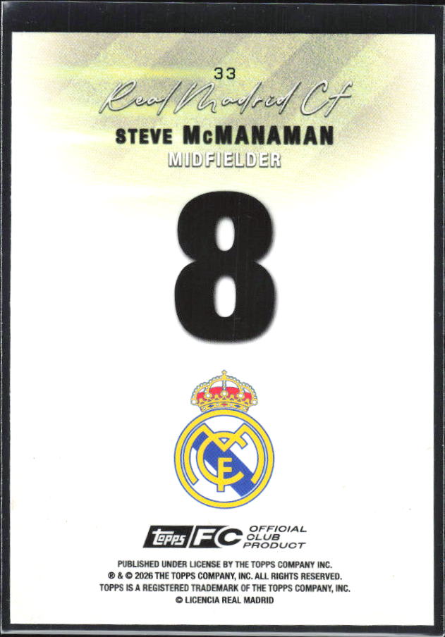 2025-26 Topps Real Madrid Team Set #33 Steve McManaman – baksida