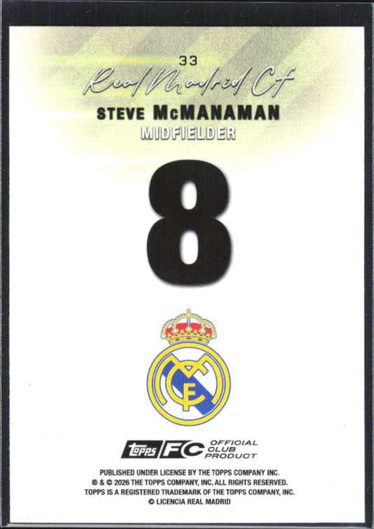 2025-26 Topps Real Madrid Team Set #33 Steve McManaman – baksida