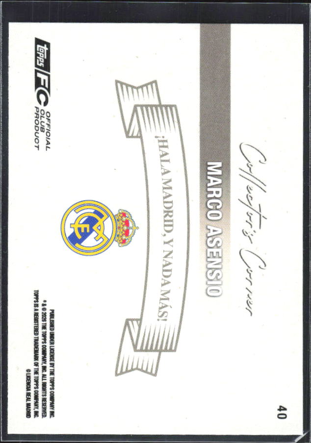 2025-26 Topps Real Madrid Team Set #40 Marco Asensio – baksida
