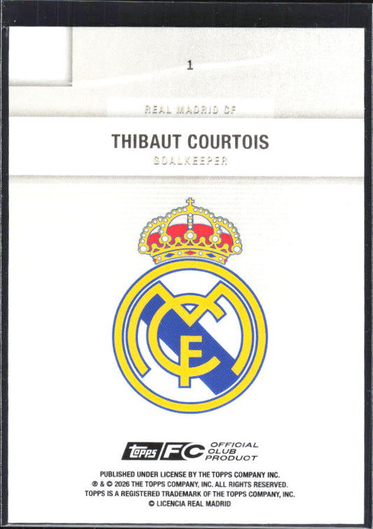 2025-26 Topps Real Madrid Team Set #1 Thibaut Courtois – baksida