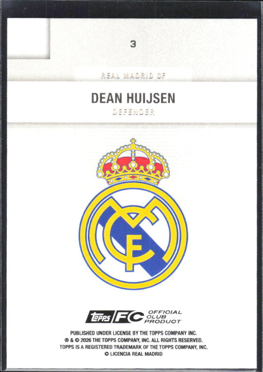 2025-26 Topps Real Madrid Team Set #3 Dean Huijsen – baksida
