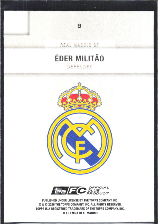 2025-26 Topps Real Madrid Team Set #8 Éder Militão – baksida