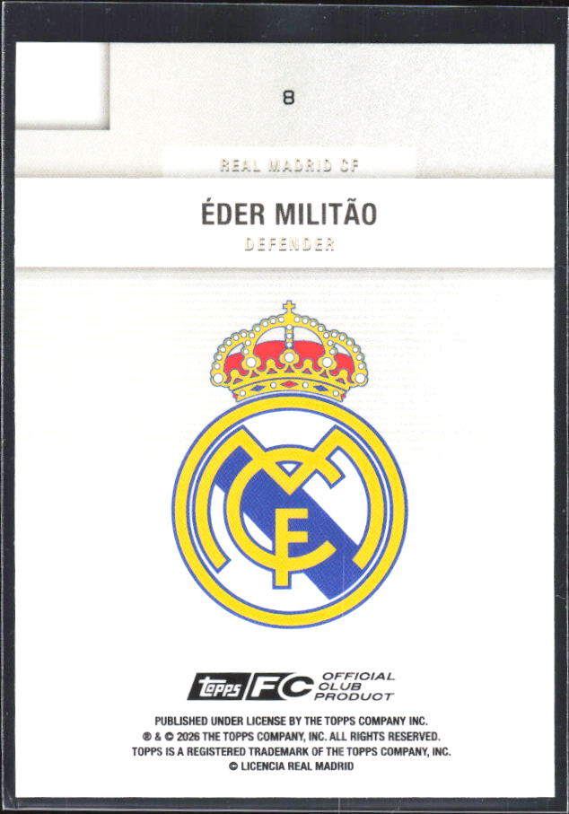 2025-26 Topps Real Madrid Team Set #8 Éder Militão – baksida