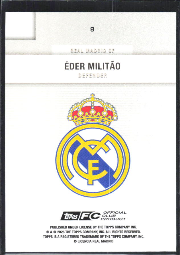 2025-26 Topps Real Madrid Team Set #8 Éder Militão – baksida