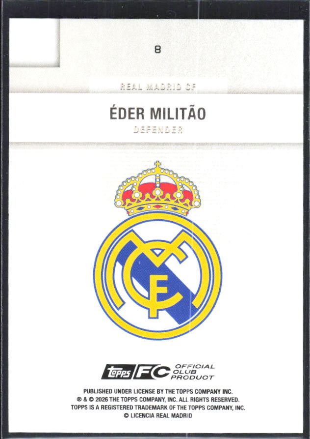 2025-26 Topps Real Madrid Team Set #8 Éder Militão – baksida