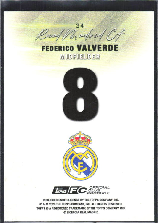 2025-26 Topps Real Madrid Team Set #34 Federico Valverde – baksida