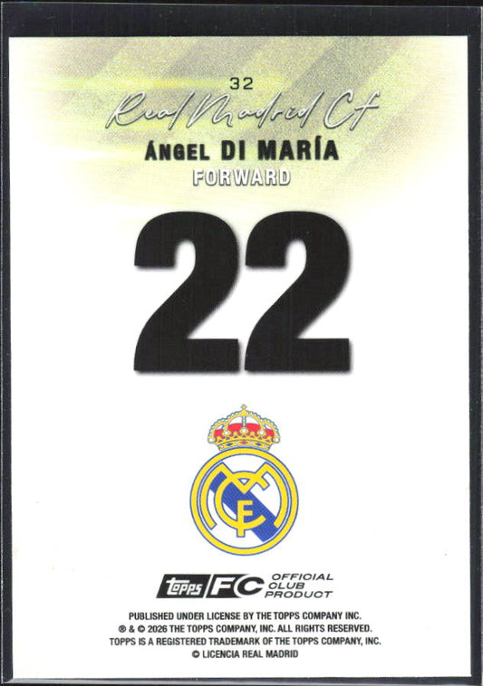 2025-26 Topps Real Madrid Team Set #32 Ángel Di María – baksida