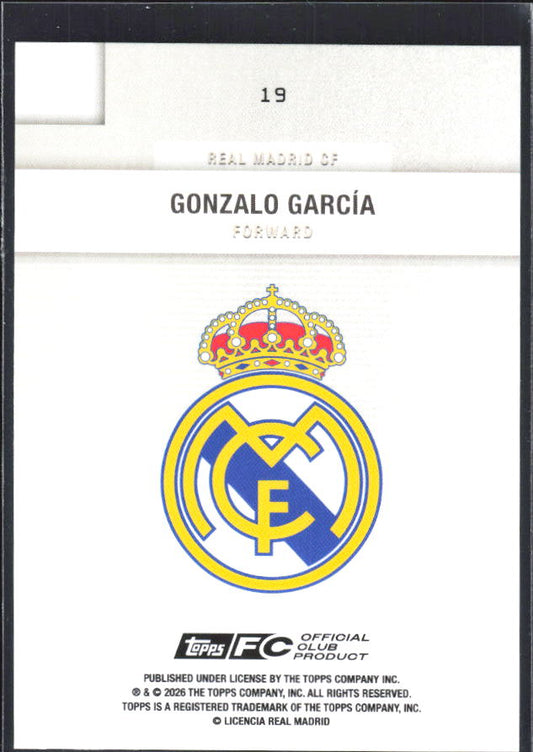 2025-26 Topps Real Madrid Team Set #19 Gonzalo García – baksida