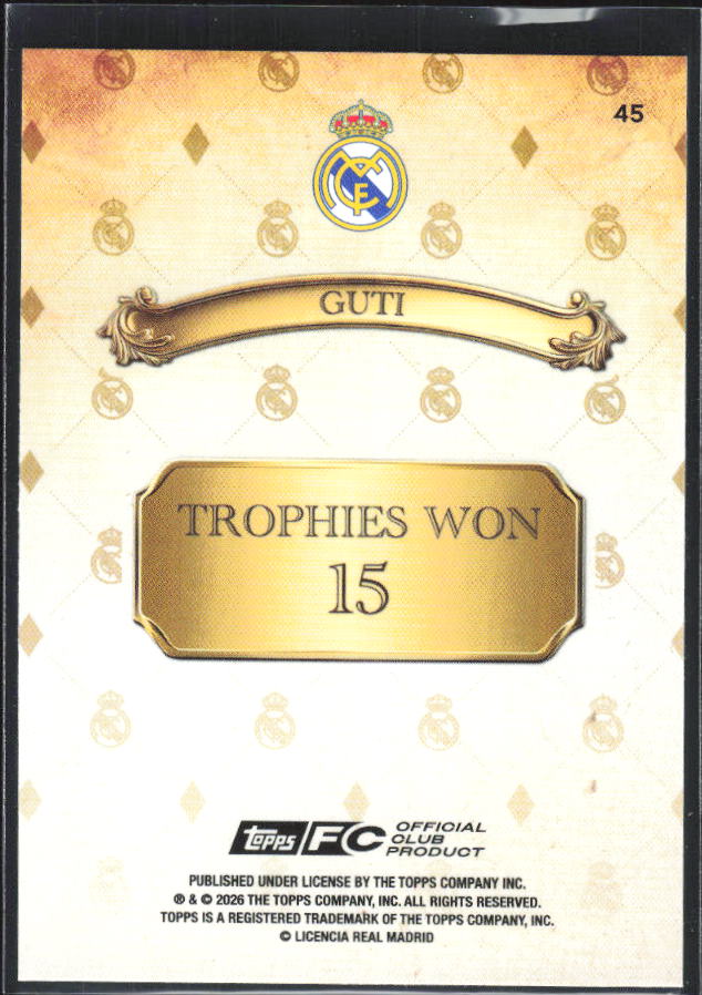 2025-26 Topps Real Madrid Team Set #45 Guti – baksida