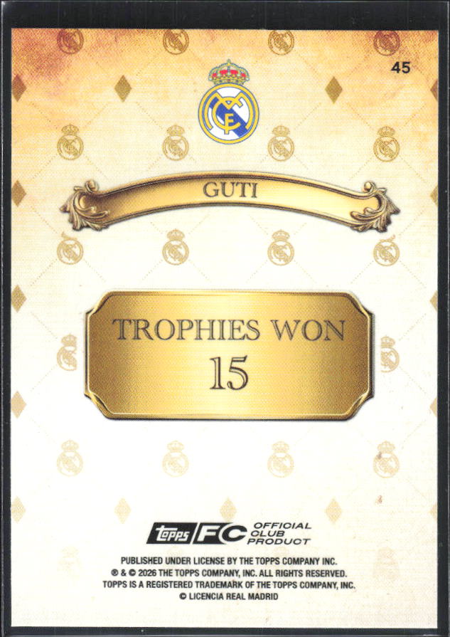 2025-26 Topps Real Madrid Team Set #45 Guti – baksida