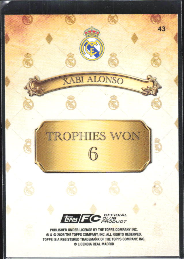 2025-26 Topps Real Madrid Team Set #43 Xabi Alonso – baksida